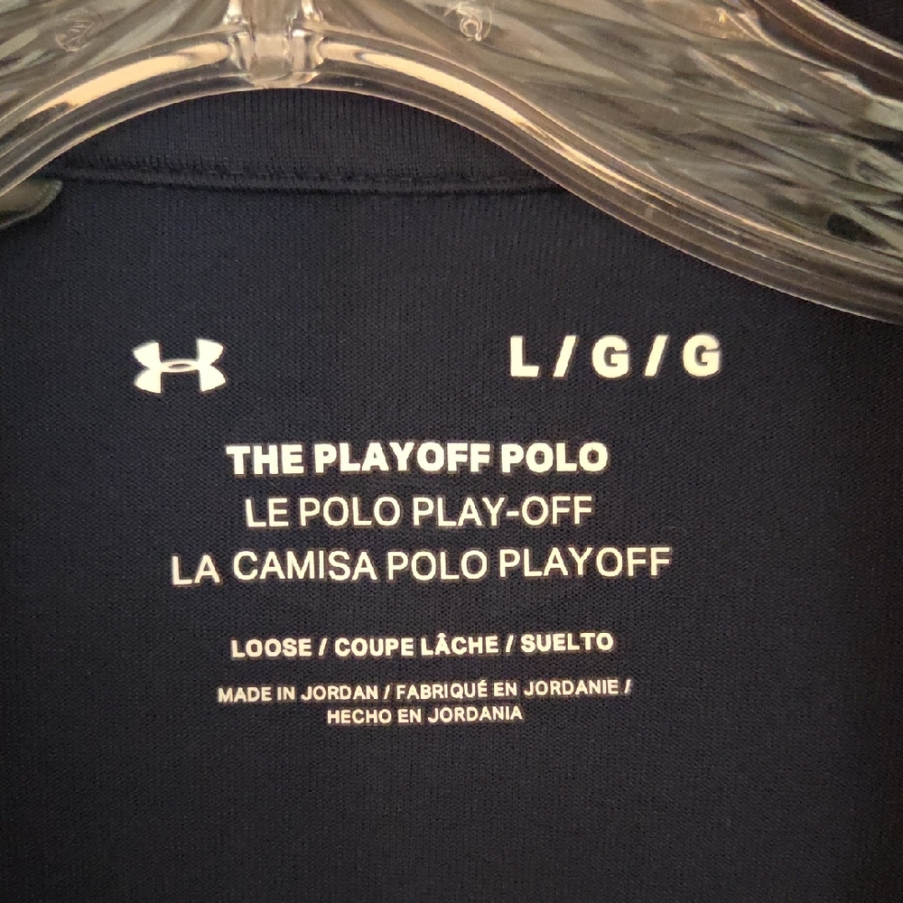 Under Armour Men's Striped Navy Blue and Gray Polo - Picture 4 of 7